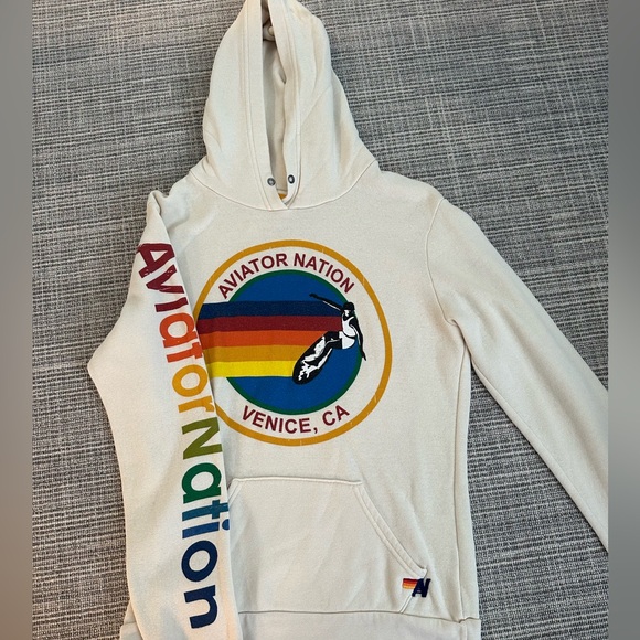Aviator Nation Cream Logo hoodie - Picture 1 of 2